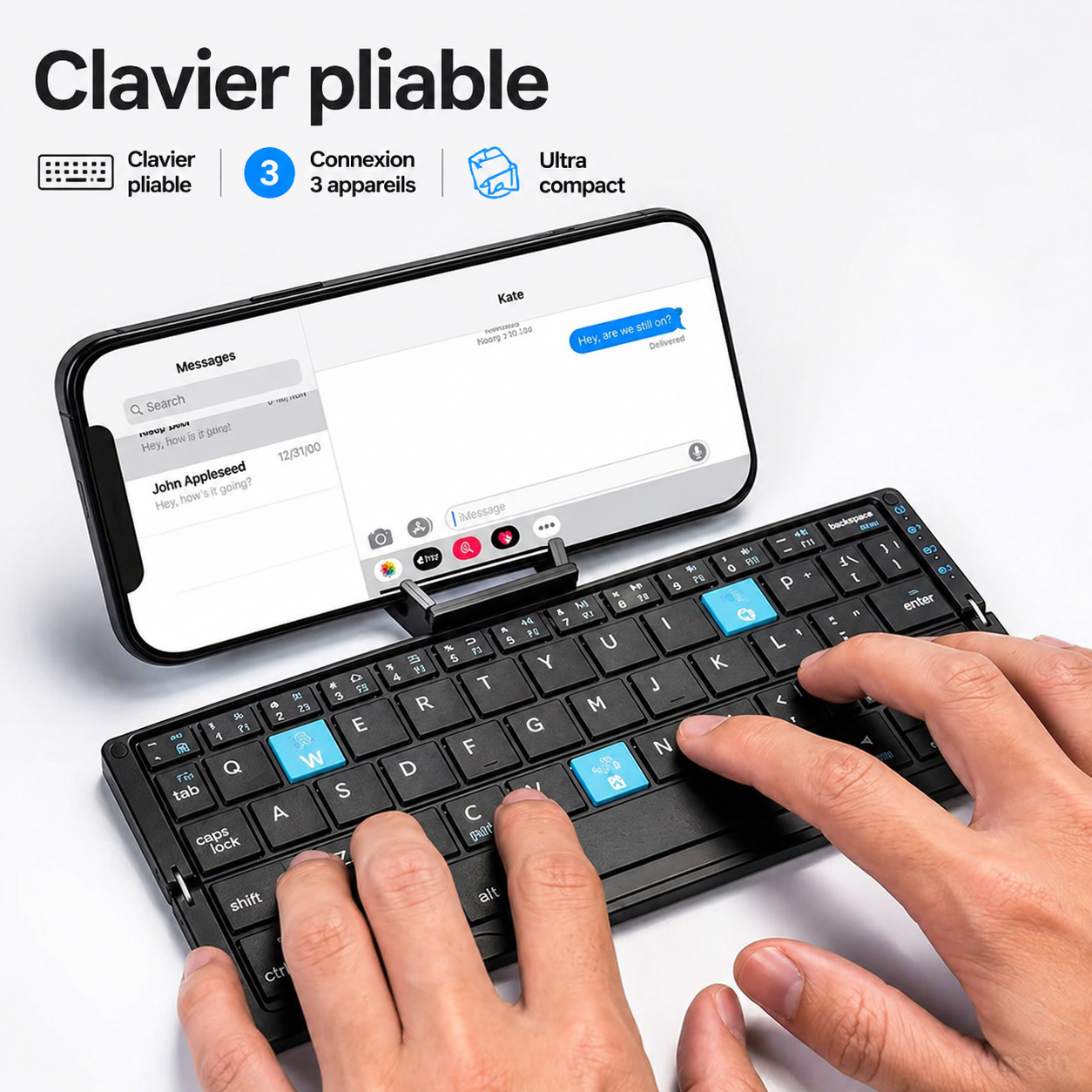 Clavier Sans Fil Pliable Bluetooth – Compact, Rechargeable & Multi-Appareils