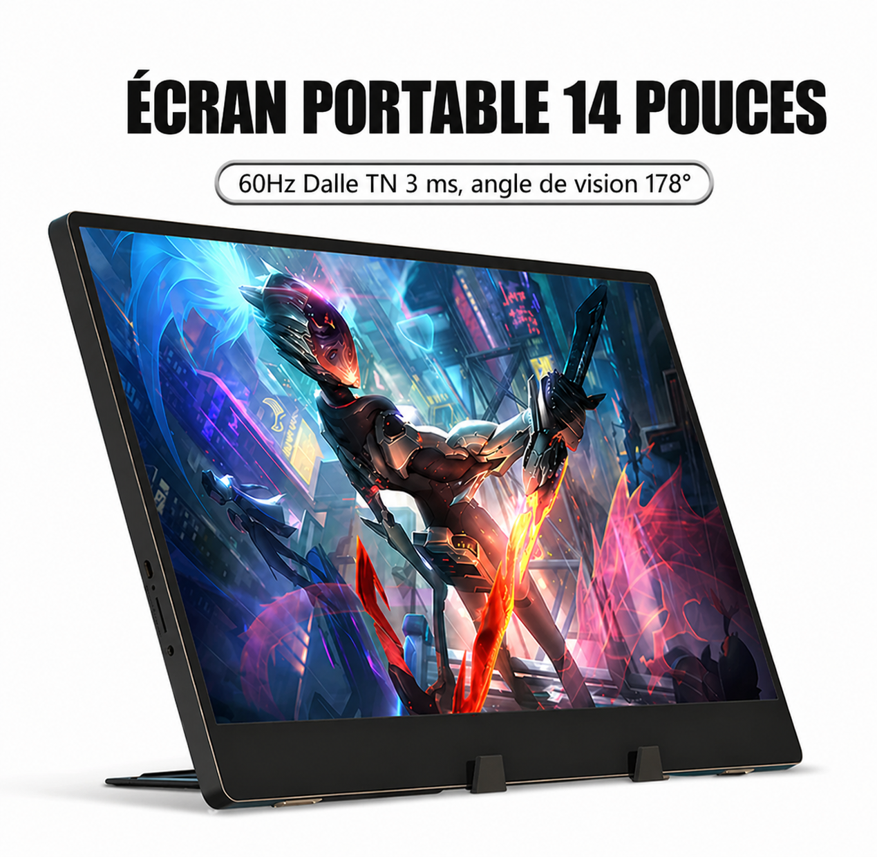 Écran Portable 14” HD Ultra Léger – Moniteur Externe 60Hz Rapide & Lumineux (Idéal PC & Gaming)