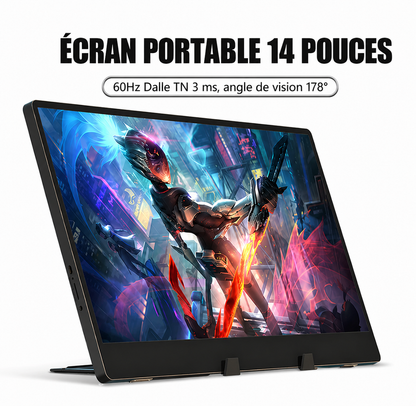 Écran Portable 14” HD Ultra Léger – Moniteur Externe 60Hz Rapide & Lumineux (Idéal PC & Gaming)
