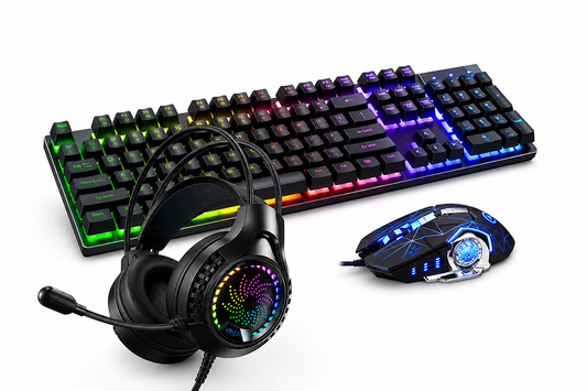 NovaStrike RGB – Pack Gaming Complet Clavier, Souris et Casque pour PC Gamers.