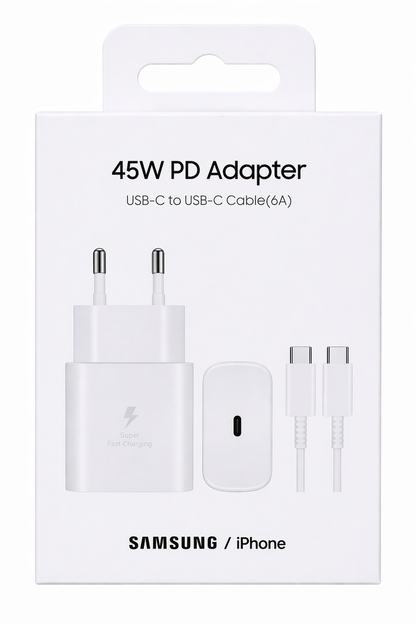 Adaptateur Secteur 45W Charge Rapide – USB-C Haute Puissance Compatible iPhone / Samsung