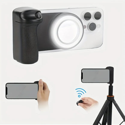 Grip MagSafe 2026 avec Déclencheur Bluetooth & Lumière LED – Stabilisateur Photo/Vidéo pour iPhone & Android.