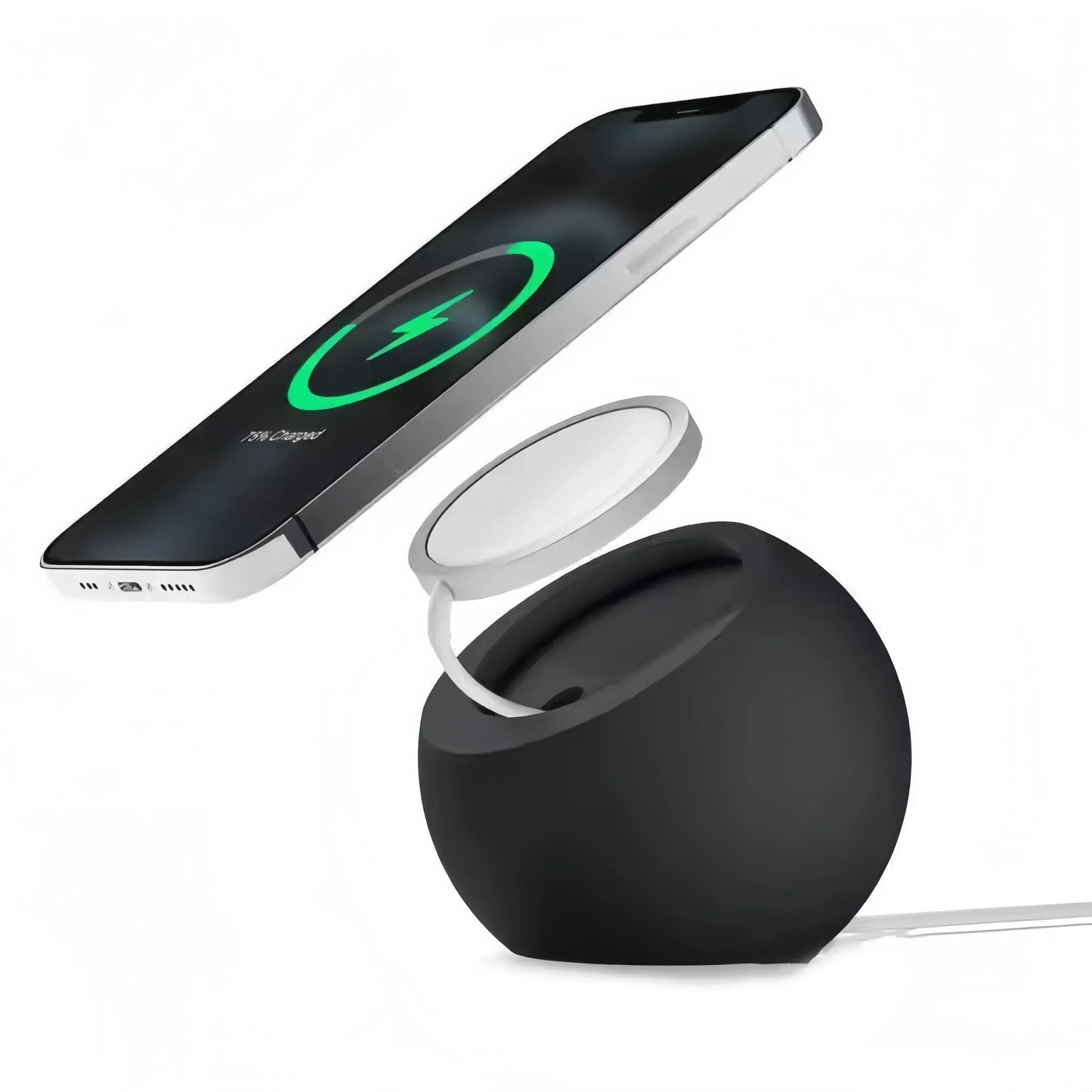 Support Magnétique de Bureau en Silicone – Station de Charge Sans Fil MagSafe pour iPhone 12 / 13 / 14 / 15 / 16 / 17 Pro