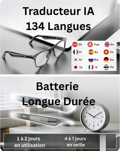 Lunettes connectées 4K IA | Caméra HD mains libres, Contrôle Vocal & Appels Bluetooth.